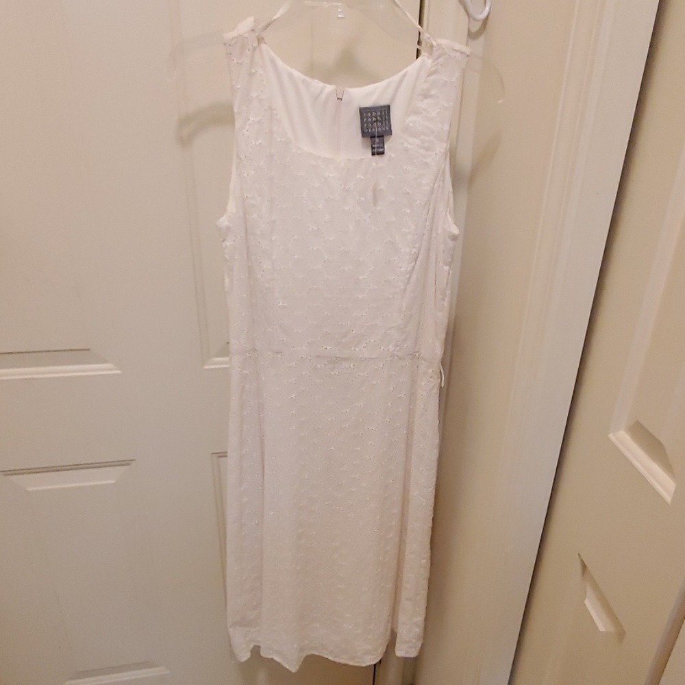 Rabbit design eyelet white dress